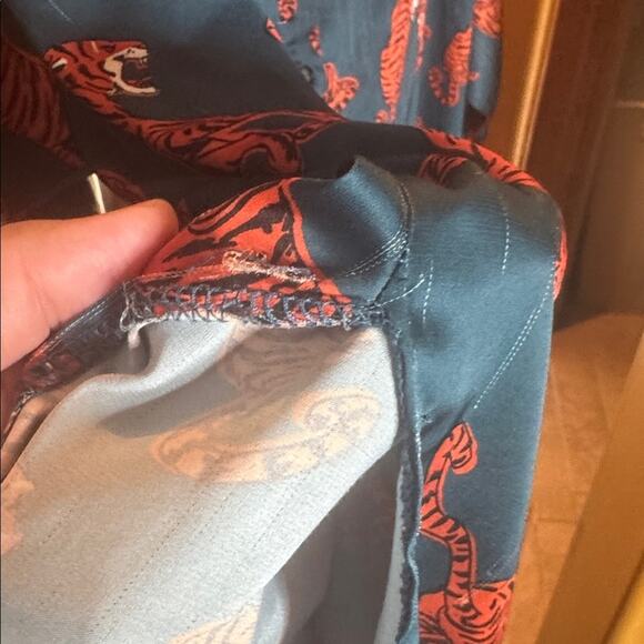 DRESSED IN LALA Tiger Oversized Button-Up Satin Shirt Size Small - Picture 15 of 16